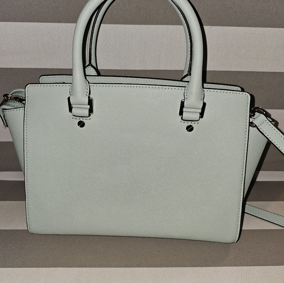 Michael Kors Selma Saffiano Leather Medium Satchel in Mint Green - Picture 4 of 7